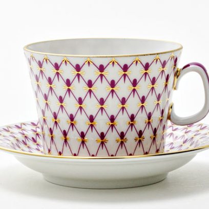 Чашка с блюдцем чайная «Сетка-Блюз» 1/2