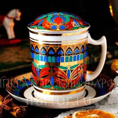 Бокал с блюдцем и крышкой чайный «Готический 10»