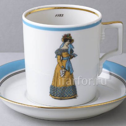Чашка с блюдцем в подарочной коробке Modes de Paris 1823 1/2 Гербовая
