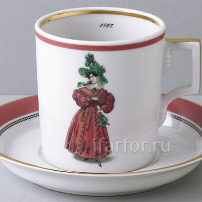 Чашка с блюдцем в подарочной коробке Modes de Paris 1827 1/2 Гербовая