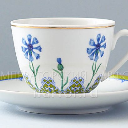 Чашка с блюдцем чайная «Цветы и ягоды России. Небесно-голубой василек» 1/2