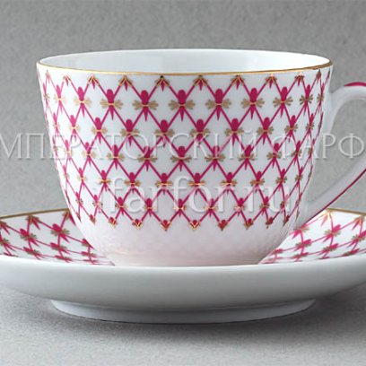 Чашка с блюдцем чайный «Сетка-Блюз» 1/2