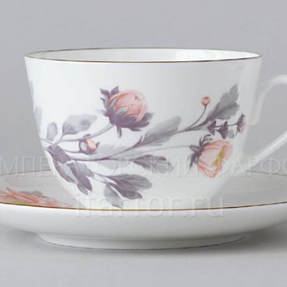 Чашка с блюдцем в подарочной коробке «Нежный пион(серый)» 1/2