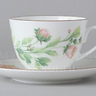 Чашка с блюдцем в подарочной коробке «Нежный пион (зеленый)» 1/2