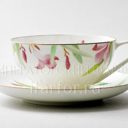 Чашка с блюдцем чайная Акварель 1/2 Купольная