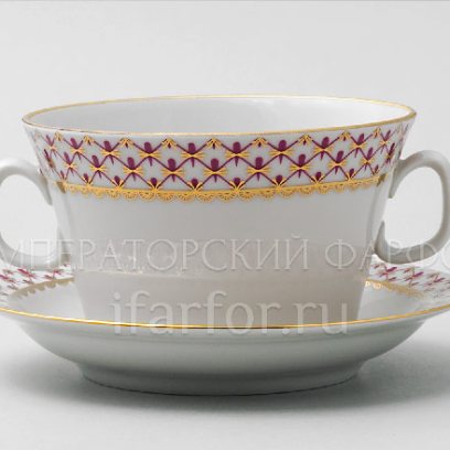 Чашка с блюдцем бульонная Сетка-Блюз 1/2 Молодежная