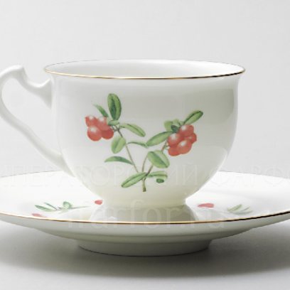 Чашка с блюдцем чайная «Цветы и ягоды. Брусника» 1/2