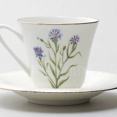 Чашка с блюдцем чайная «Цветы и ягоды. Василек» 1/2