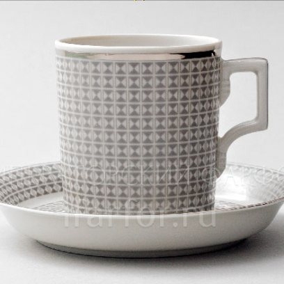Чашка с блюдцем чайная «Зазеркалье. Полосы» 1/2