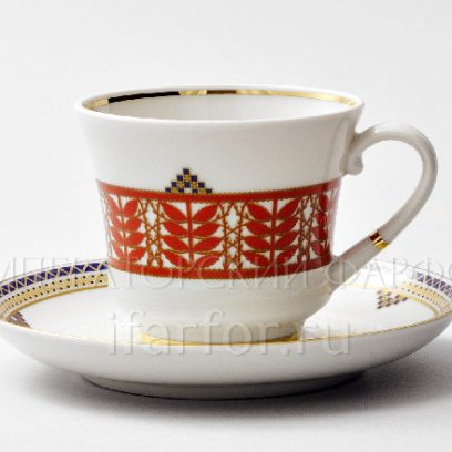 Чашка с блюдцем чайная Русский стиль. Древо жизни 1/2 Банкетная