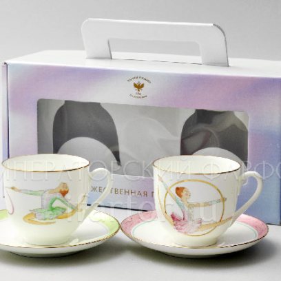 Набор из 2 чашек с блюдцами в подарочной коробке «Художественная гимнастика. Лента и Обруч» 2/4