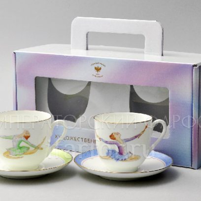 Набор из 2 чашек с блюдцами в подарочной коробке «Художественная гимнастика. Лента и Булавы» 2/4