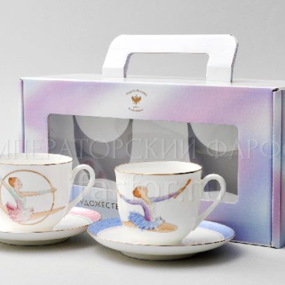 Набор из 2 чашек с блюдцами в подарочной коробке «Художественная гимнастика. Обруч и Булавы» 2/4