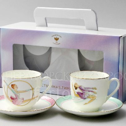 Набор из 2 чашек с блюдцами в подарочной коробке «Художественная гимнастика. Обруч и Скакалка» 2/4
