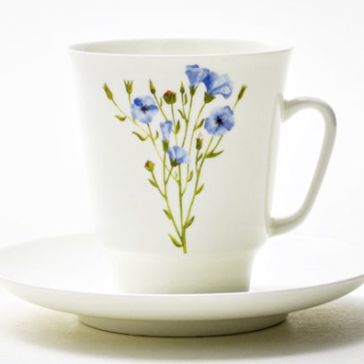 Чашка с блюдцем кофейная «Цветы и ягоды. Лен Home» 1/2