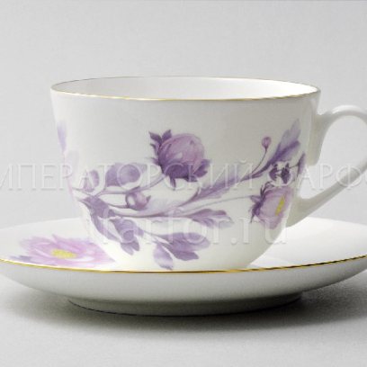 Чашка с блюдцем чайная «Нежный пион (сиреневый)» 1/2