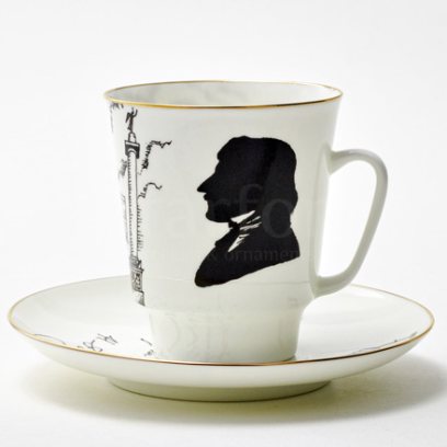 Чашка с блюдцем кофейная «Русские писатели. Гоголь» 1/2