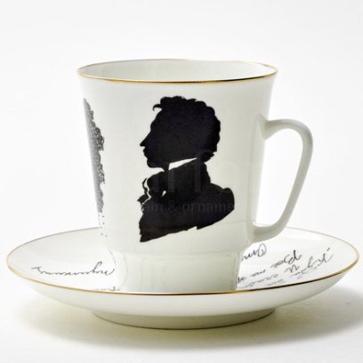 Чашка с блюдцем кофейная «Русские писатели. Пушкин» 1/2