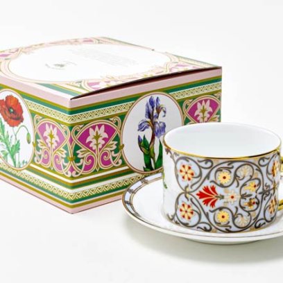 Чашка с блюдцем чайная в подарочной коробке «Цветы и ягоды России. Мак восточный» 1/2