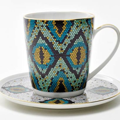 Чашка с блюдцем чайная Боа зеленый 1/2 Колокол