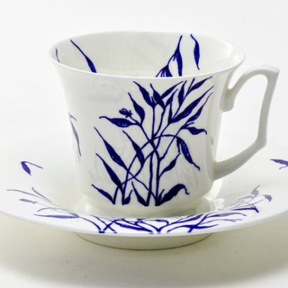 Чашка с блюдцем чайная Травки (веточки) 1/2 Юлия