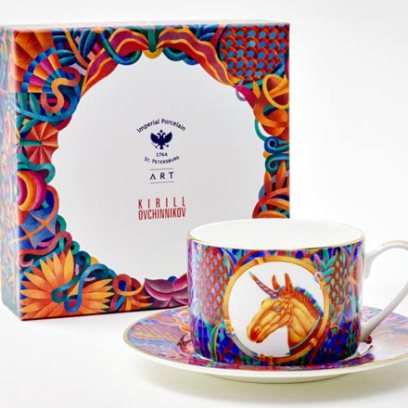 Чашка с блюдцем чайная в подарочной коробке «Единорог» 1/2