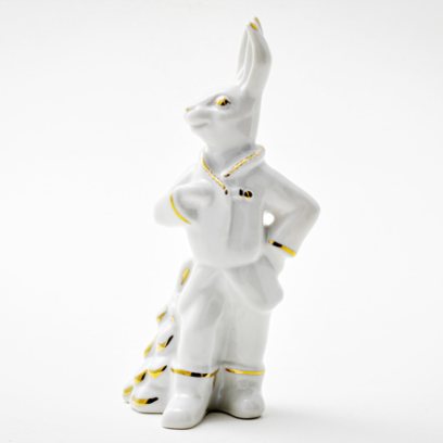 Скульптура Заяц с елкой Золотая елочка