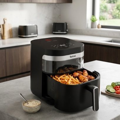 Аэрогриль Tefal Easy Fry Infrared EY8328E0, 2020 Вт, 7 л, инфракрасная технология, двойной нагрев, 7 программ, смотровое окно с LED подсветкой