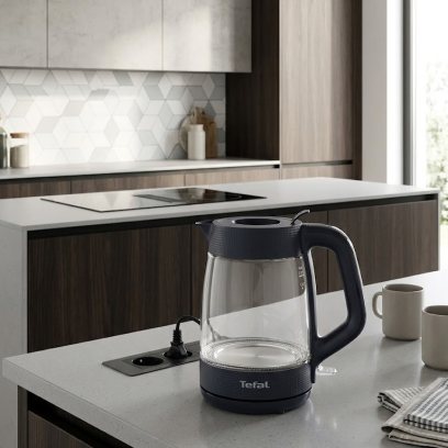 Электрический чайник Tefal Glass Kettle KO2G08E0, 1.7 л, 2000 Вт, стеклянный корпус, подсветка