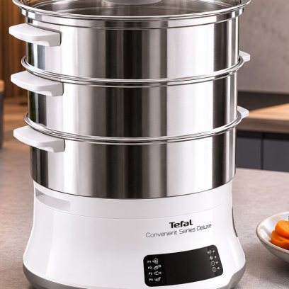 Пароварка электрическая Tefal Convenient Series Deluxe VC502D10, белый, мощность 900 Вт, 3 яруса, регулировка температуры, чаша для риса в комплекте