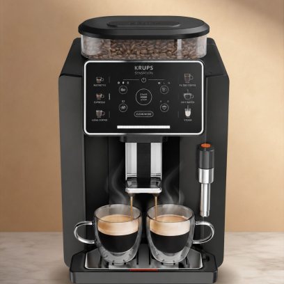 Кофемашина автоматическая Krups Sensation C50 EA910810, с 5 рецептами, паровой трубкой для пены и световой индикацией, черная, Франция