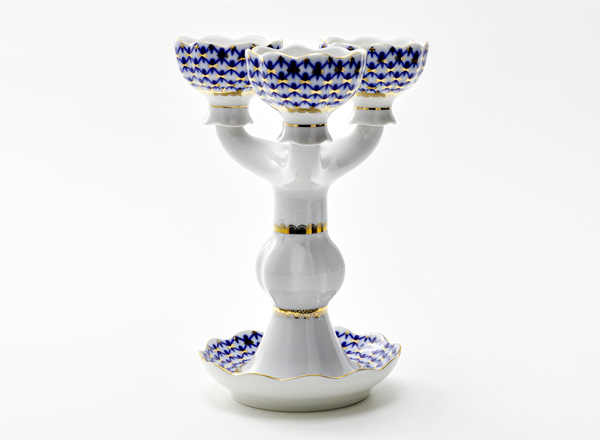 Candlestick 3-branched Cobalt net Tulip