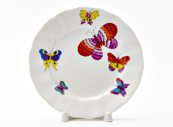 Plate shallow Saffron butterflies