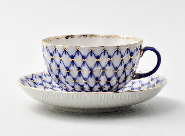 Cup and saucer tea Cobalt net Tulip