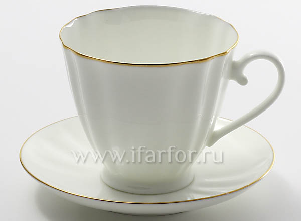 Чашка с блюдцем чайная Золотая лента Гвоздика