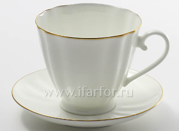 Cup and saucer Gold edging 7 Carnation-2