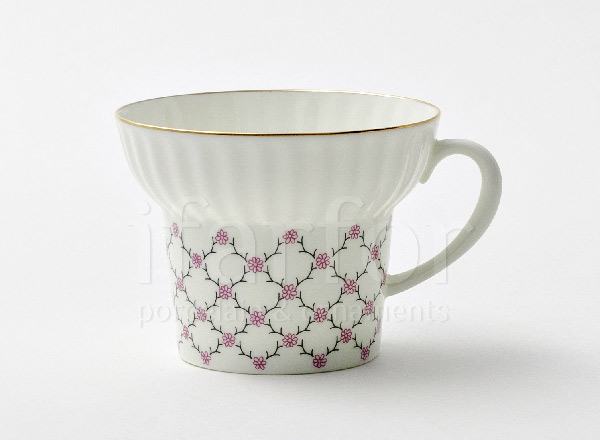 Чашка с блюдцем чайная Розовая сетка Волна