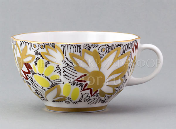 Cup tea without saucer Golden camomiles Tulip