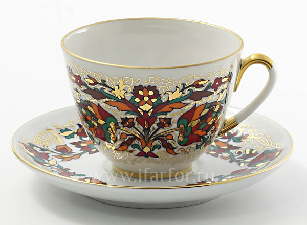 Cup and saucer tea Red rooster Spring