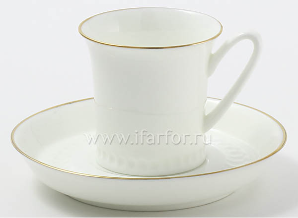 Чашка с блюдцем кофейная Золотая отводка Вертикаль