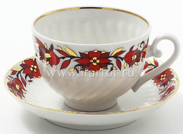Чашка с блюдцем чайный Яркий Витая