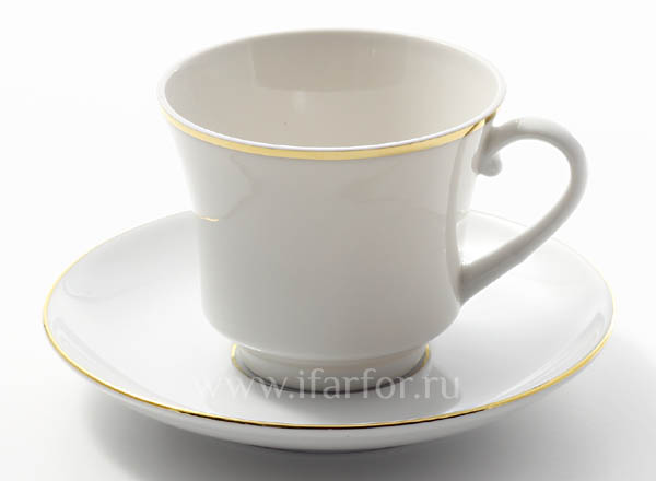 Чашка с блюдцем чайный Золотая лента Банкетная