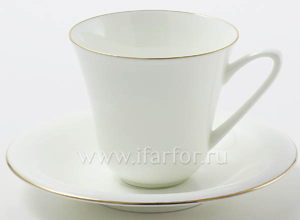Чашка с блюдцем чайная Золотая лента Сад