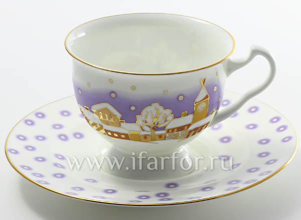 Cup and saucer tea Snowfall Isadora