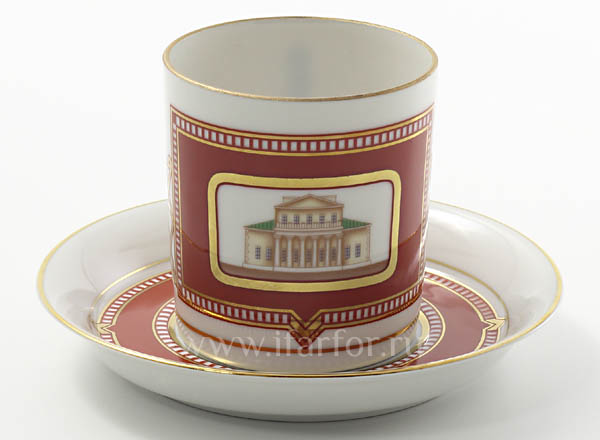 Cup and saucer tea Polivanov house Armorial