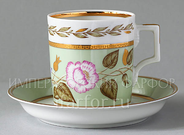 Cup and saucer tea Nephrite background 1 Armorial