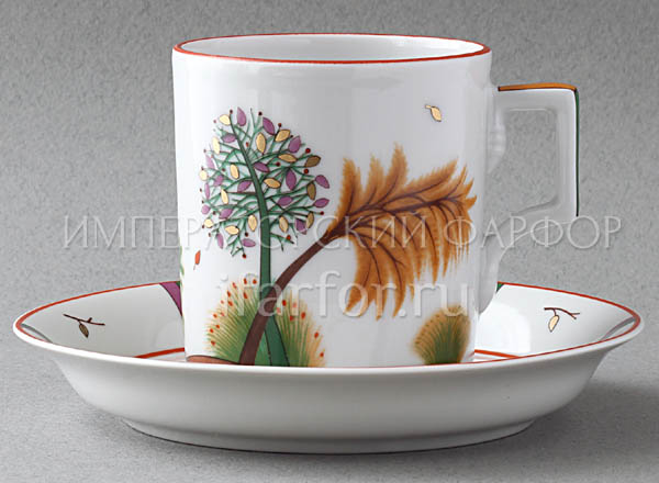 Cup and saucer tea Seasons. Autumn Armorial