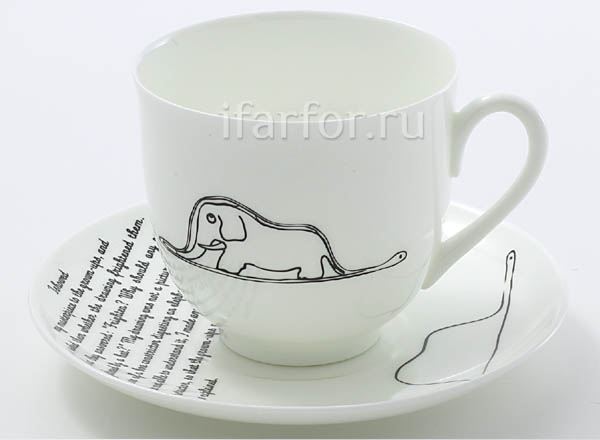 Cup and saucer in a gift box Elephant.The Little Prince Lily of the valley