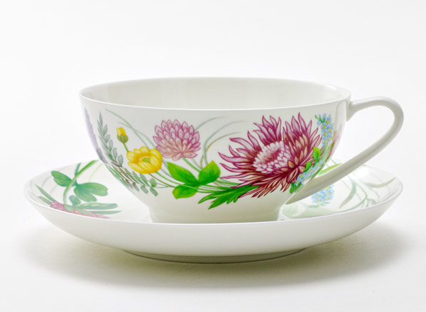 Cup and saucer tea Wildflowers 1 Domed