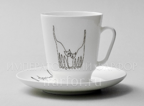 Cup and saucer in a gift box Cats May